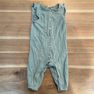 Green cotton sleeveless romper